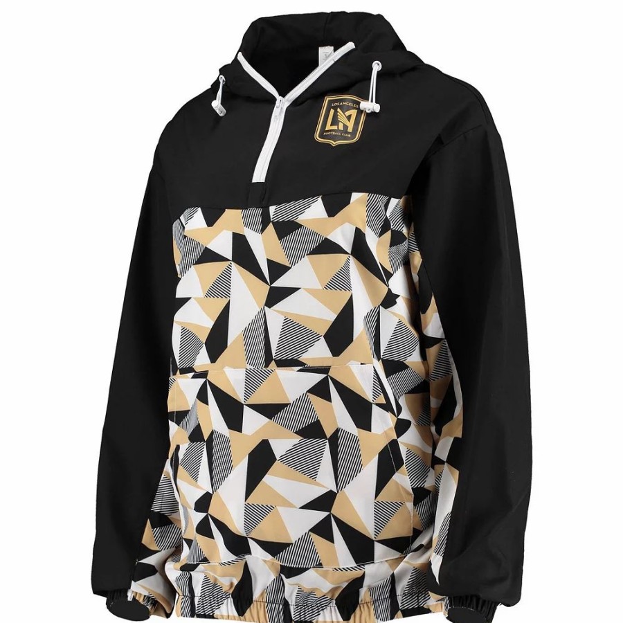 Clothing * | Women'S Zoozatz Black Lafc Swishy Anorak Quarter-Zip Jacket