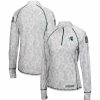 Clothing * | Women'S Colosseum White Michigan State Spartans Oht Military Appreciation Officer Arctic Camo 1/4-Zip Jacket