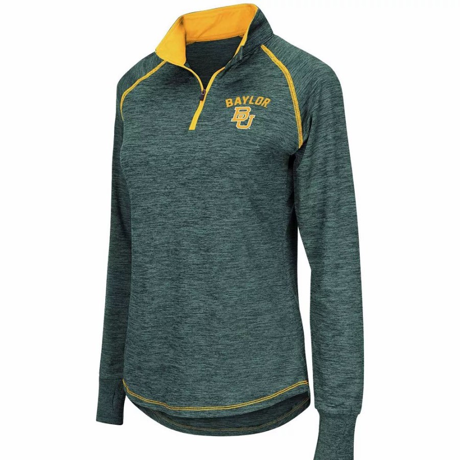 Clothing * | Women'S Colosseum Green Baylor Bears Bikram Quarter-Zip Pullover Jacket