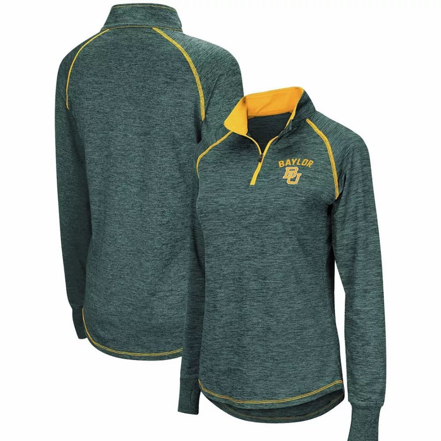 Clothing * | Women'S Colosseum Green Baylor Bears Bikram Quarter-Zip Pullover Jacket