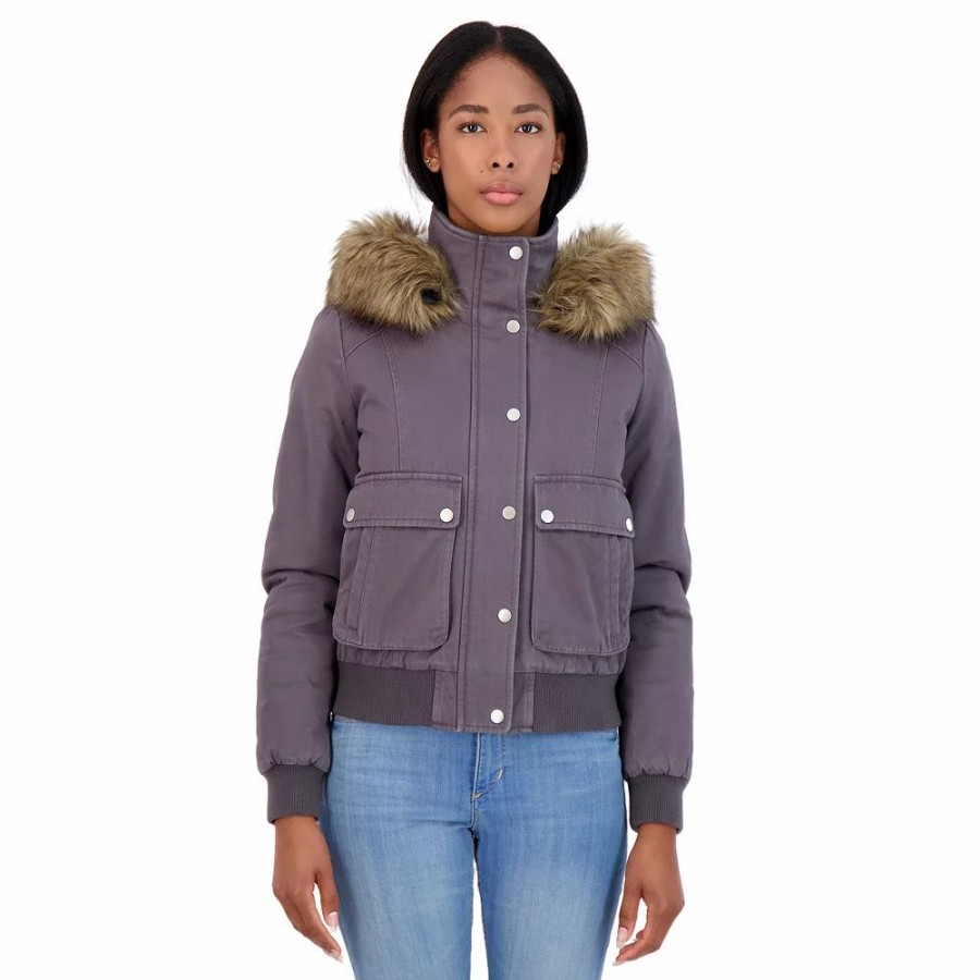 Clothing * | Juniors' Sebby Faux-Fur Hood Bomber Parka